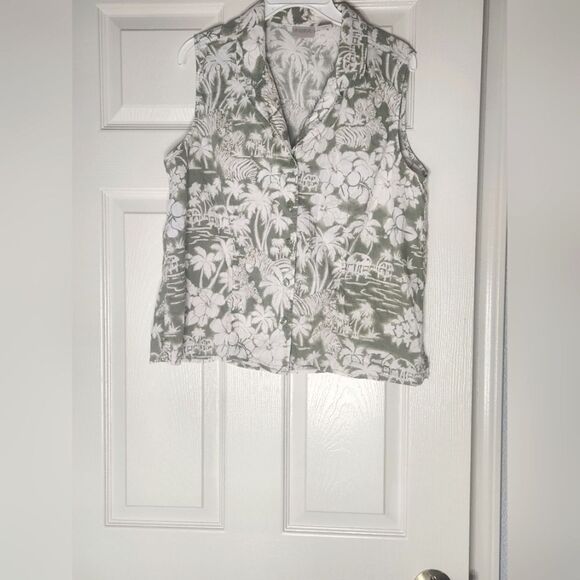 Vtg Erika XL 90s Hawaiian Tropical Print BeachTheme Button Down Women's Shirt - Picture 1 of 9